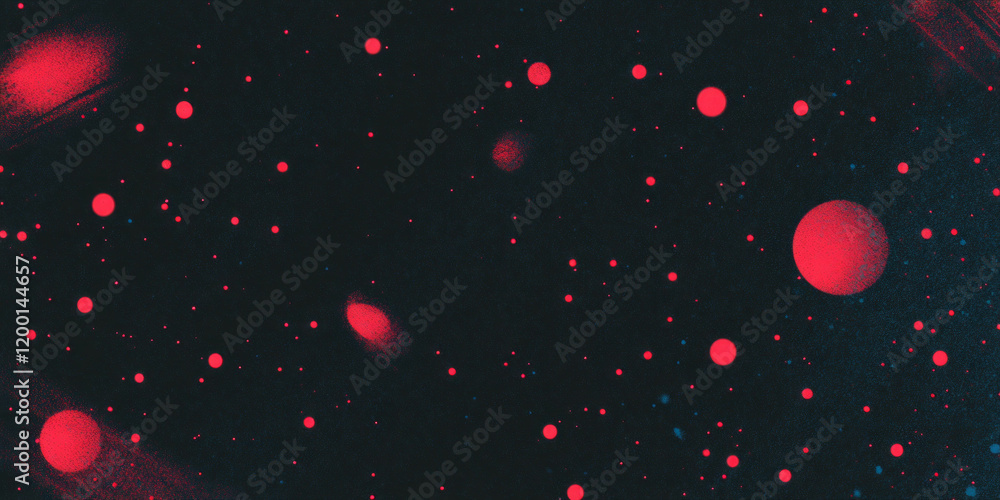 Poster grunge halftone texture with paint splattered dots on a black background