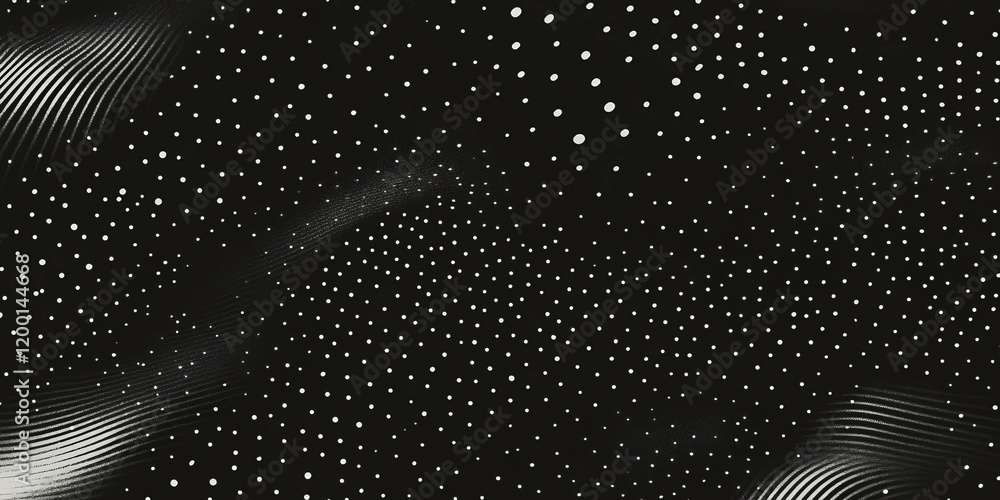Aufkleber Grunge halftone overlay texture with paint splattered dots on a black background