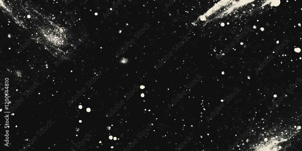 Poster grunge halftone overlay texture with scratched dots and rough surface on black background