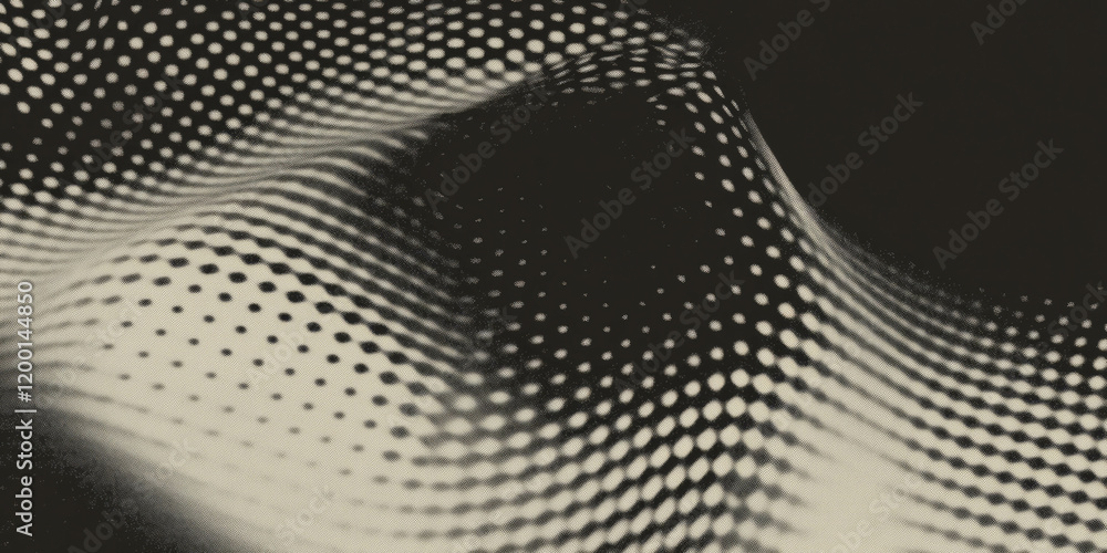 Poster Grunge halftone overlay texture with scratched dots on a black background creating a worn look