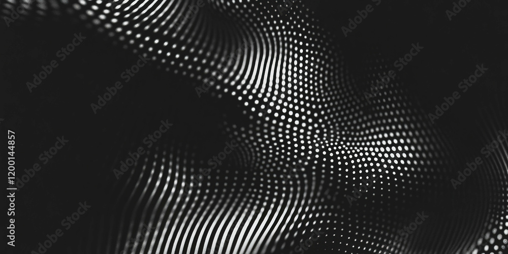 Poster Grunge halftone overlay texture with scratched dots on a black background