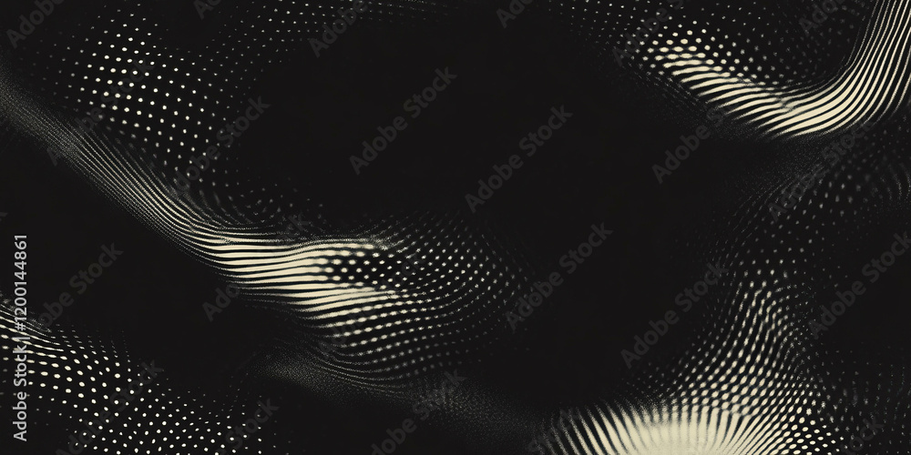 Poster Grunge halftone texture with speckled dots and distressed appearance on black background