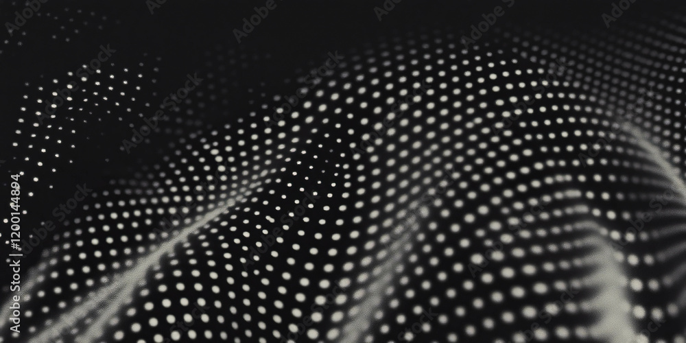Poster Grunge halftone overlay texture with speckled dots and grainy appearance on dark background