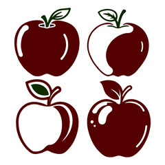 Apple vector silhouette set, apple icon set