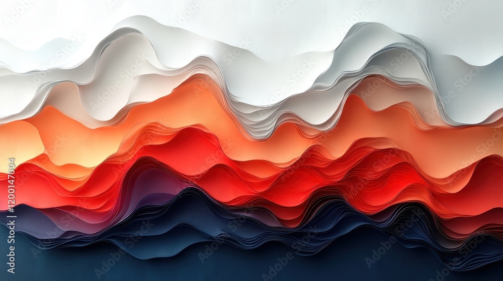 Poster abstract paper waves in layered colors create a dynamic, textured landscape.