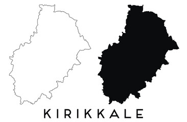 Kirikkale map outline and black silhouette vector