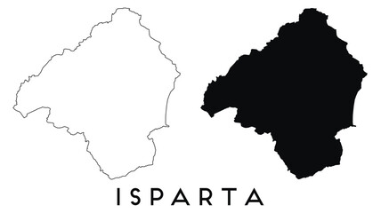 Isparta map outline and black silhouette vector