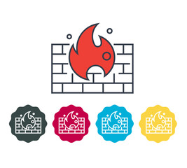 Secure Protection - Firewall Icon - Stock Illustration