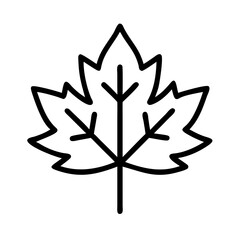 maple tree leaf icon, maple tree leaf line art - simple line art of maple tree leaf, perfect for maple tree leaf logos and icons and themed design 