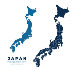 Japan political map and simple flat vector illustration