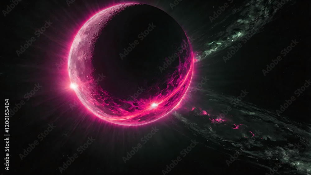 Wall mural science concept background with planet on space
