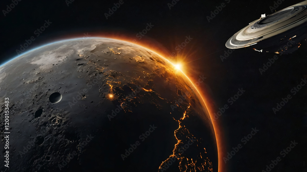 Canvas Prints science concept background with planet on space