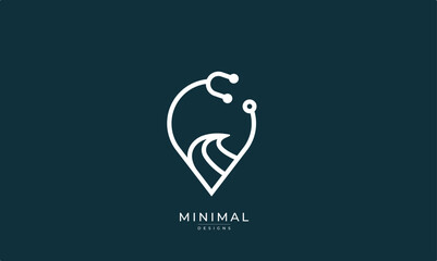 Minimal Medical location logo / location pin with stethoscope logo 