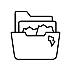messy folder icon, messy folder line art - simple line art of messy folder, perfect for messy folder logos and icons and themed design 