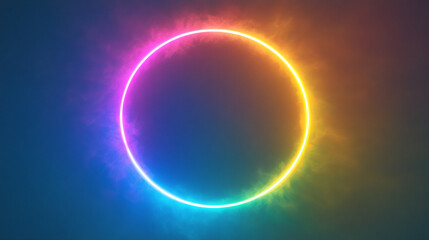 Obraz premium A solid color circle sits at the center of a soft gradient background, symbolizing focus and clarity amidst the surrounding blur, evoking a sense of calm, order, and stillness in a chaotic world. 