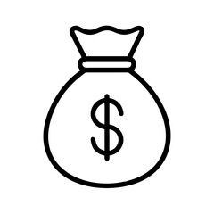 money bag icon, money bag line art - simple line art of money bag, perfect for money bag logos and icons and themed design 