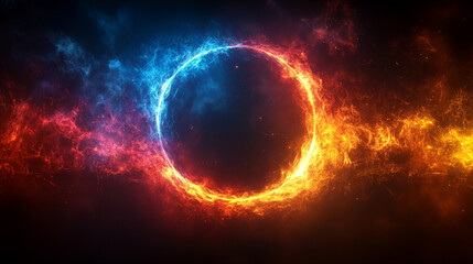 Obraz premium A solid color circle sits at the center of a soft gradient background, symbolizing focus and clarity amidst the surrounding blur, evoking a sense of calm, order, and stillness in a chaotic world. 