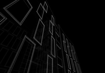 sketch of office building 3d rendering