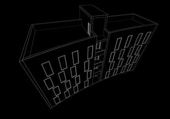 sketch of office building 3d rendering