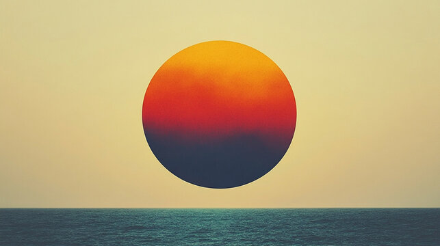 A solid color circle sits at the center of a soft gradient background, symbolizing focus and clarity amidst the surrounding blur, evoking a sense of calm, order, and stillness in a chaotic world.
