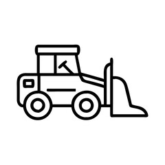 monochrome bulldozer icon, monochrome bulldozer line art - simple line art of monochrome bulldozer, perfect for monochrome bulldozer logos and icons and themed design 