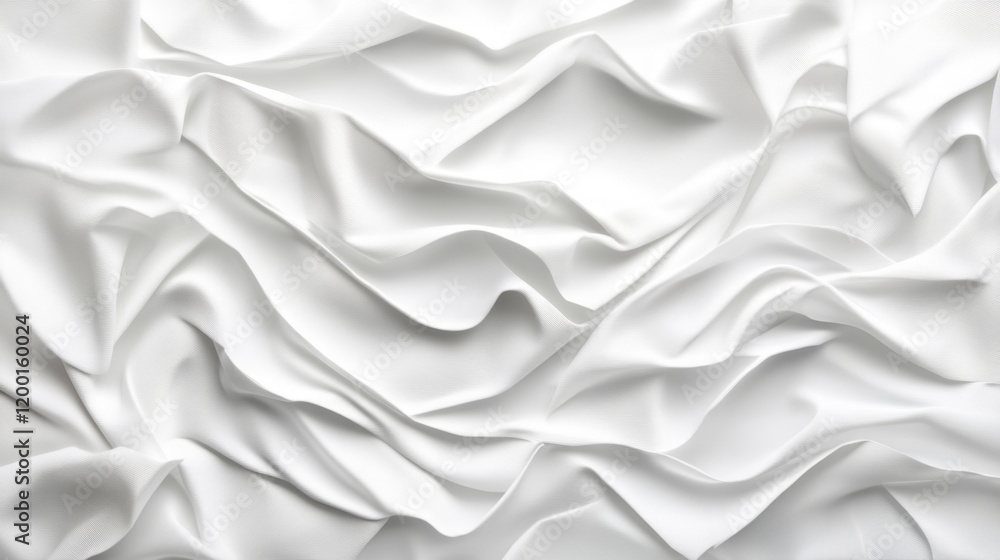 Poster close-up of soft, white fabric with a flowing, draped texture, creating a luxurious and elegant visu