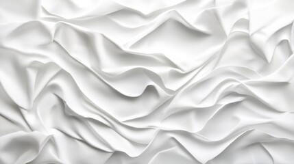 Fototapeta premium Close-up of soft, white fabric with a flowing, draped texture, creating a luxurious and elegant visual