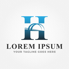 Welknown bridge combined with initial letter H logo design. Modern bridge logo design for business brand identity