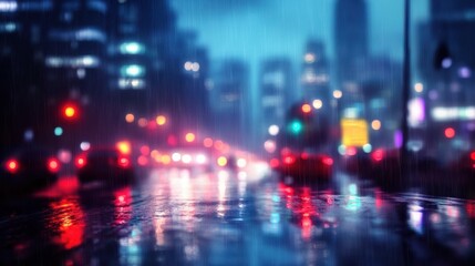 Fototapeta premium Rainy Night Cityscape