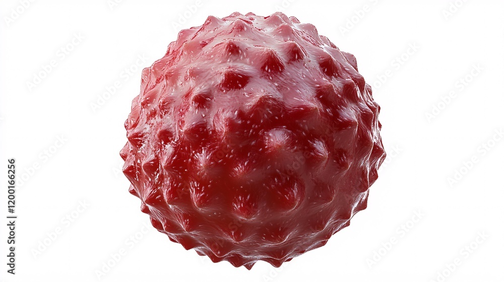 Aufkleber a detailed 3d rendering of a red spherical microorganism with a textured surface.