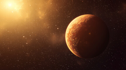 Distant planet surrounded by cosmic stardust in deep space exploration. Cosmic Space Vortex. Illustration