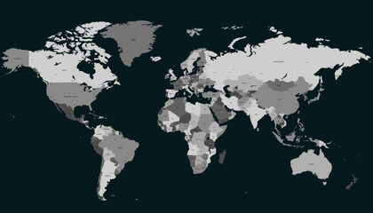 World map. Modern color vector map. Silhouette map.
