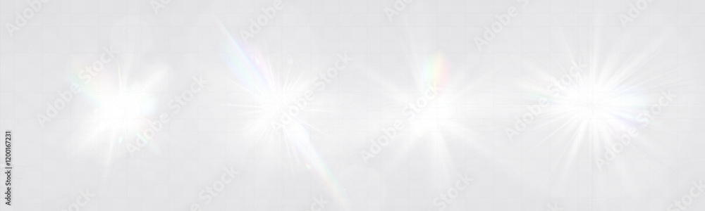 Wall mural bright glowing light burst with soft edges and subtle rays on a transparent background, suitable for