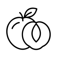 peach icon, peach line art - simple line art of peach, perfect for peach logos and icons and themed design 