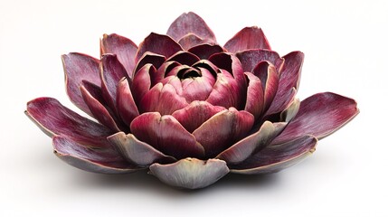 Obraz premium A stunning purple artichoke blossom with intricate petal details against a clean white background.