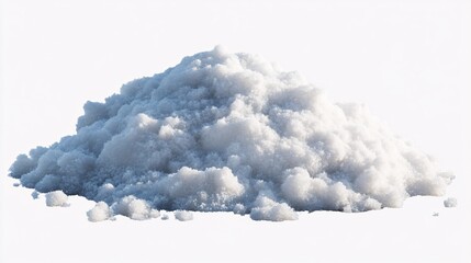 A pristine pile of white salt with a soft and fluffy texture against a clean, white background.