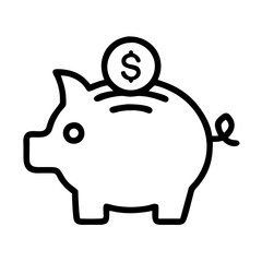 piggy bank icon, piggy bank line art - simple line art of piggy bank, perfect for piggy bank logos and icons and themed design 