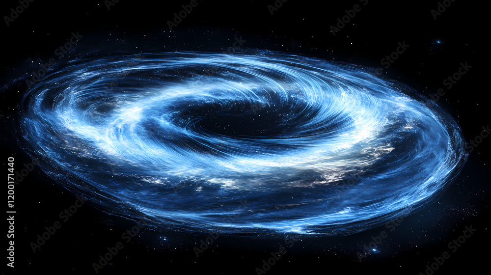 Wall mural a mesmerizing display of swirling blue particles creates a cosmic vortex in deep space. cosmic space