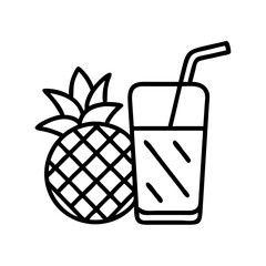 pineapple juice icon, pineapple juice line art - simple line art of pineapple juice, perfect for pineapple juice logos and icons and themed design 