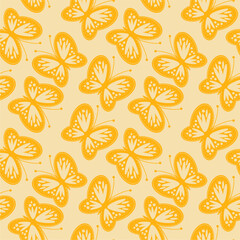 Seamless vector pattern with butterflies summer spring print for paper textile clothes objects nice beautiful background wallpaper endless illustration	
