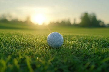golf ball on a lush green fairway, surrounded by soft grass and natural beauty