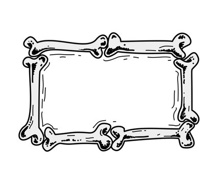 frame text with ornament of the bone, text box with bone illustration 