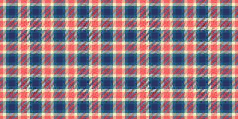 Vibrant coral, teal, and cream plaid pattern.  Perfect for textile design, website backgrounds, or fashion projects.  Seamless repeat texture adds visual interest and retro style.