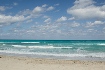 Scenic Turquoise Water Waves of the Caribbean Sea