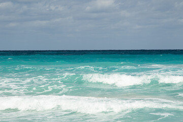 Scenic Turquoise Water Waves of the Caribbean Sea