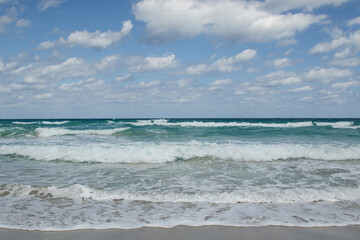 Scenic Turquoise Water Waves of the Caribbean Sea