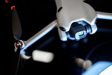 Modern drone with camera - Front view detail