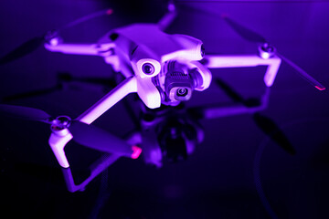 Modern drone with camera - Front view detail