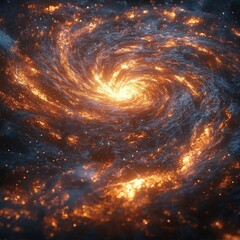 A fiery swirling vortex of cosmic energy and stardust. Ideal for space-themed projects, backgrounds, or abstract designs.