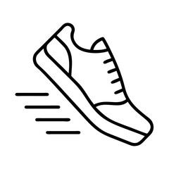 running shoe icon, running shoe line art - simple line art of running shoe, perfect for running shoe logos and icons and themed design 